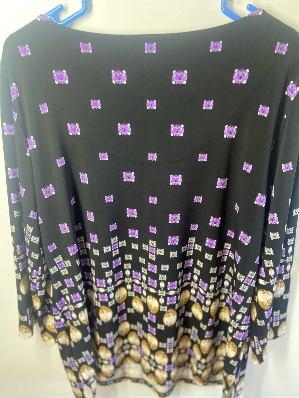 JM Collection Black Tunic with Purple & Gold Jewel Print - Picture 5 of 7